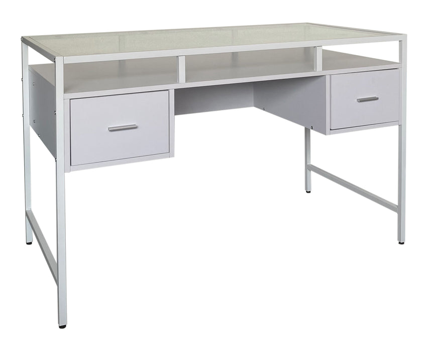 Glass Office Desk with 2 Drawer, WT 2312