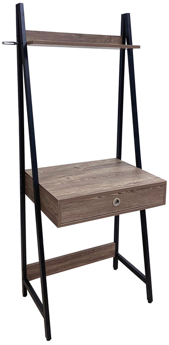 Computer Table Tower Type with Black Metal Frame; Laminated Oak Color