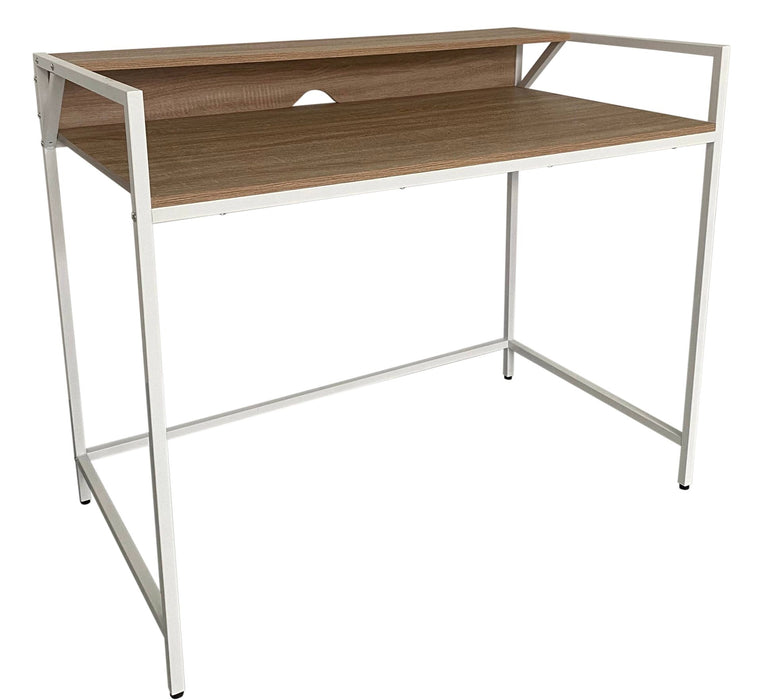 Simple Computer Table in White & Black Metal Frame; CT2026