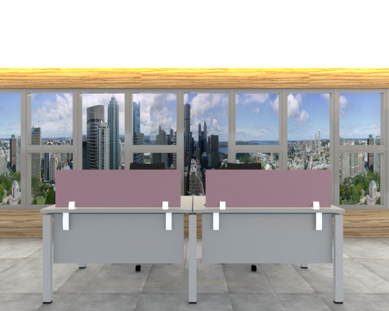 Open Plan Benching Workstation of 2 Pax in 1 x 2 configuration, Privacy Screen Modesty Panel, Wiring Management with Provision for Power, Data, USB
