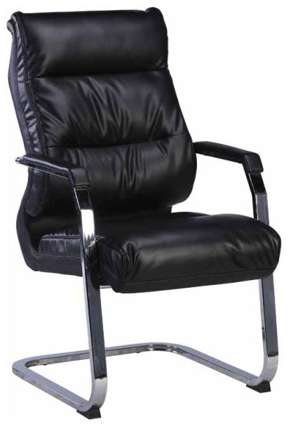 Visitor's Chair with padded armrest, sled base, padded leather back and seat, MCS 472