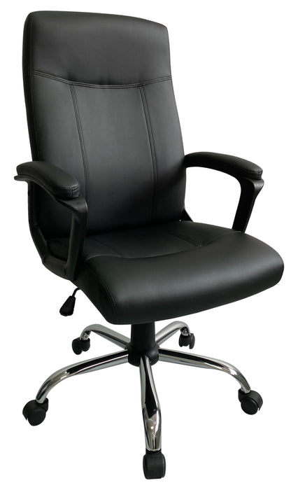 Swivel Executive Office Chair with High Back, Black PU Leather Seat and Backrest, MCS 464