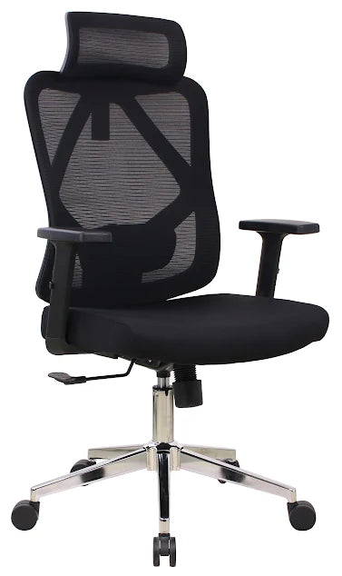 Mesh Highback Black Ergonomic Chair with Headrest and Angular Steel Base, NX 2532