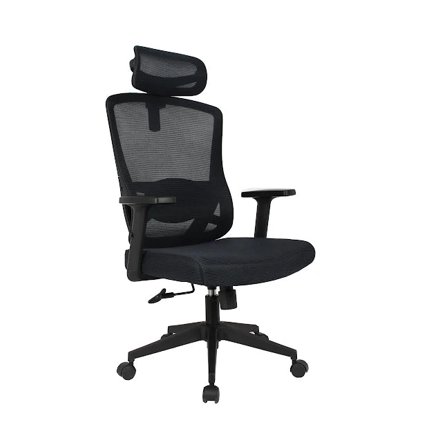 High-Back with 4 Way Adjustable Headrest Ergonomic Black Mesh Office Chair, Nylon Base, NX 2603
