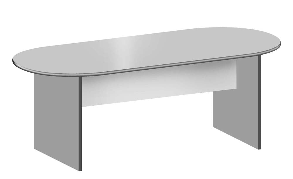 Panel Leg Office Table Oval Meeting Table in Panel Legs, Laminated Light Grey