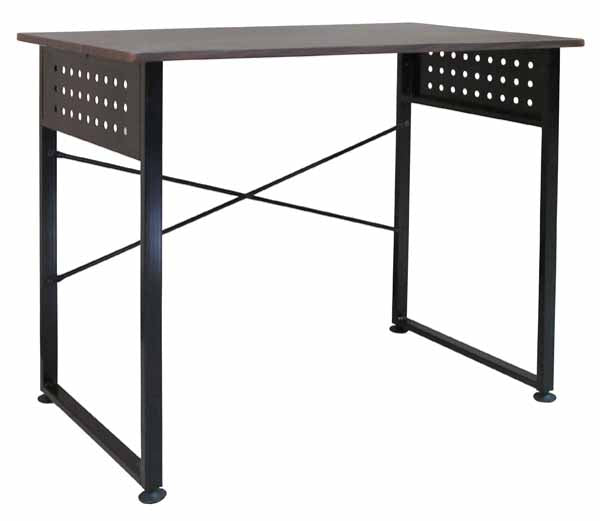 Computer Table in Black Metal Leg; Dark Walnut Tabletop, CT 1154