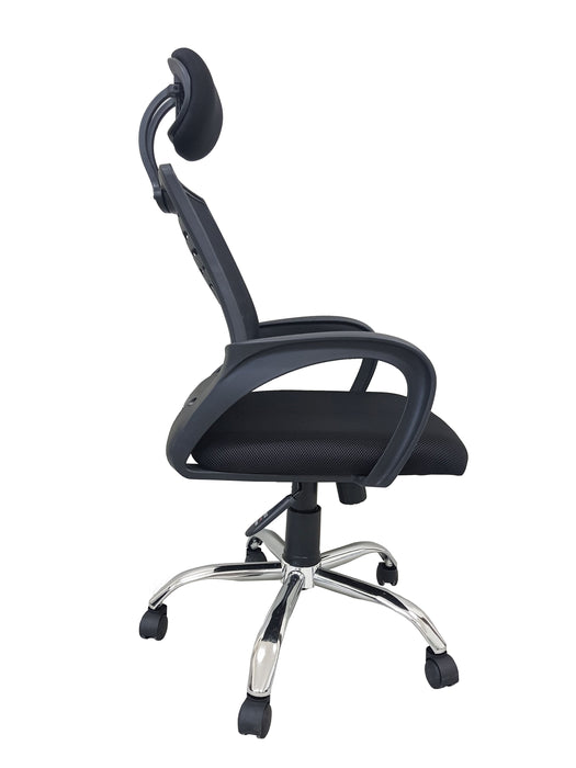 Mesh Office Midback Swivel Chair with Headrest and Back Support, Black