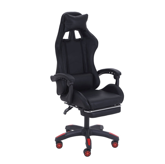 Gaming Chair with Footrest; PU Leather