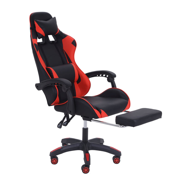 Gaming Chair with Footrest; PU Leather