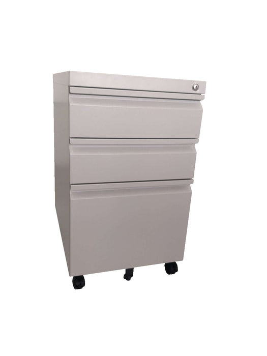 3 Drawer Steel Mobile Pedestal with Central Lock, Recessed Handle