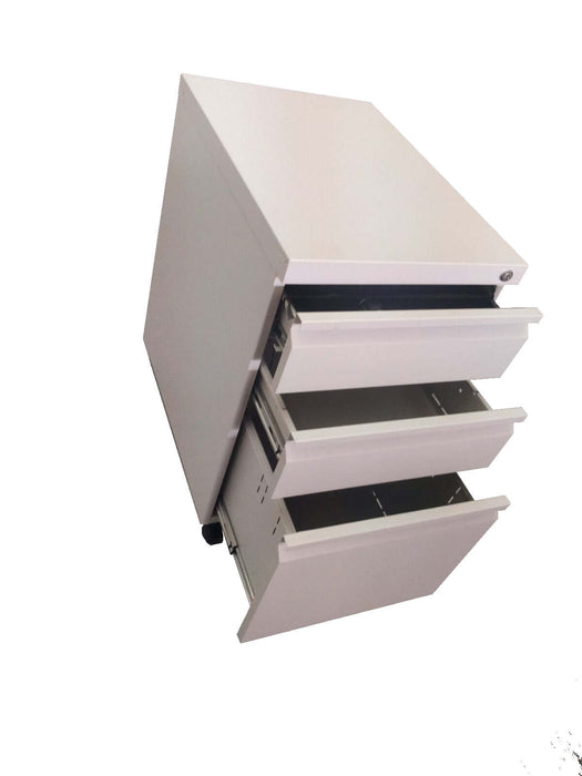 3 Drawer Steel Mobile Pedestal with Central Lock, Recessed Handle, MC 21