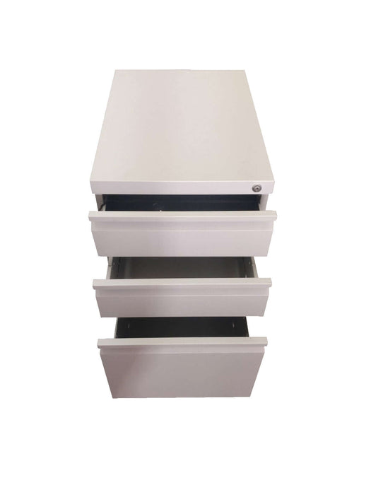 3 Drawer Steel Mobile Pedestal with Central Lock, Recessed Handle, MC 21