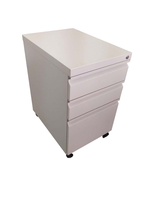 3 Drawer Steel Mobile Pedestal with Central Lock, Recessed Handle, MC 21