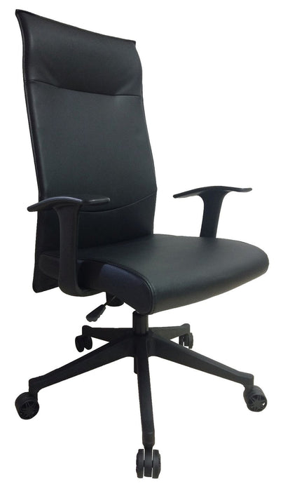 Executive High Back Swivel Office Chair, PU Leather Headrest and Seat, Black