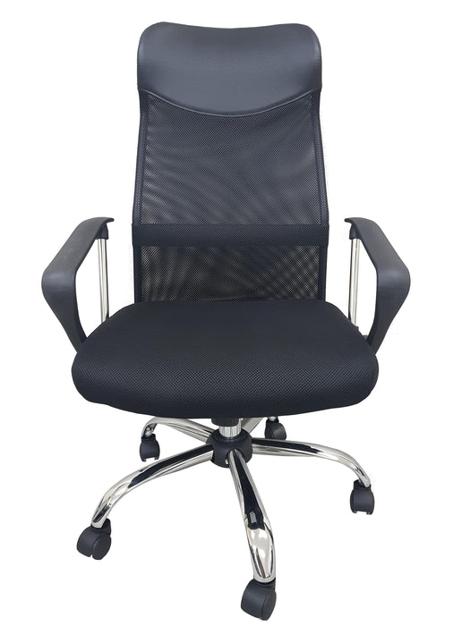 High Back Black Headrest and Mesh Swivel Office Chair with Armrest, NX