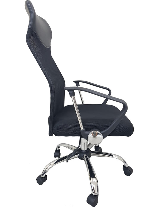High Back Black Headrest and Mesh Swivel Office Chair with Armrest, NX 2501