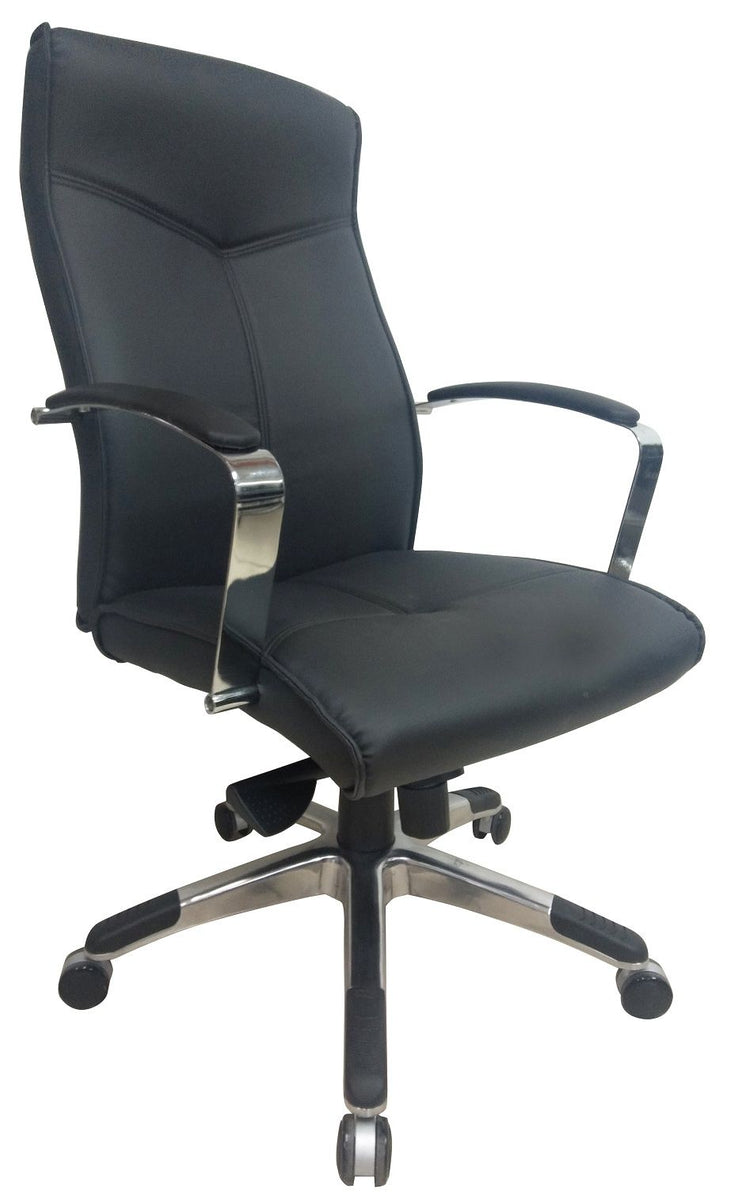 Executive High Back Swivel Office Chair, PU Leather Back and Seat, Bla