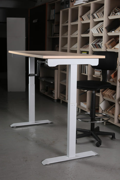 MIA White Manual Hand Crank Standing Adjustable Height Table (150 cm x 70 cm), NT33-M1-15070