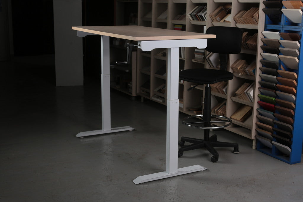 MIA White Manual Hand Crank Standing Adjustable Height Table (150 cm x 70 cm)