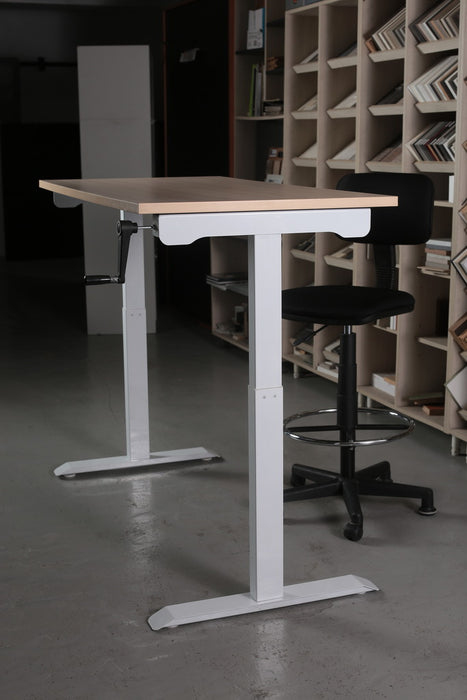 MIA White Manual Hand Crank Standing Adjustable Height Table (150 cm x 70 cm), NT33-M1-15070