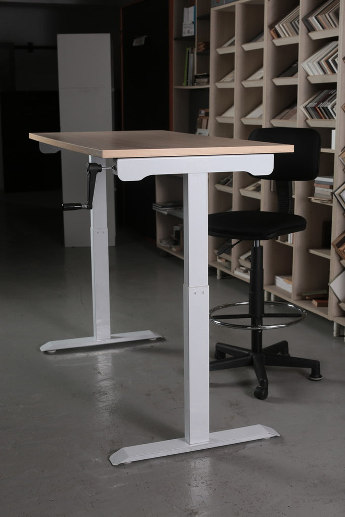 MIA White Manual Hand Crank Standing Adjustable Height Table, NT33-M1