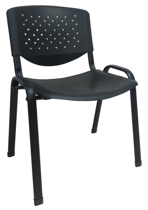 Stackable Waiting Mesh Plastic Chair, Black