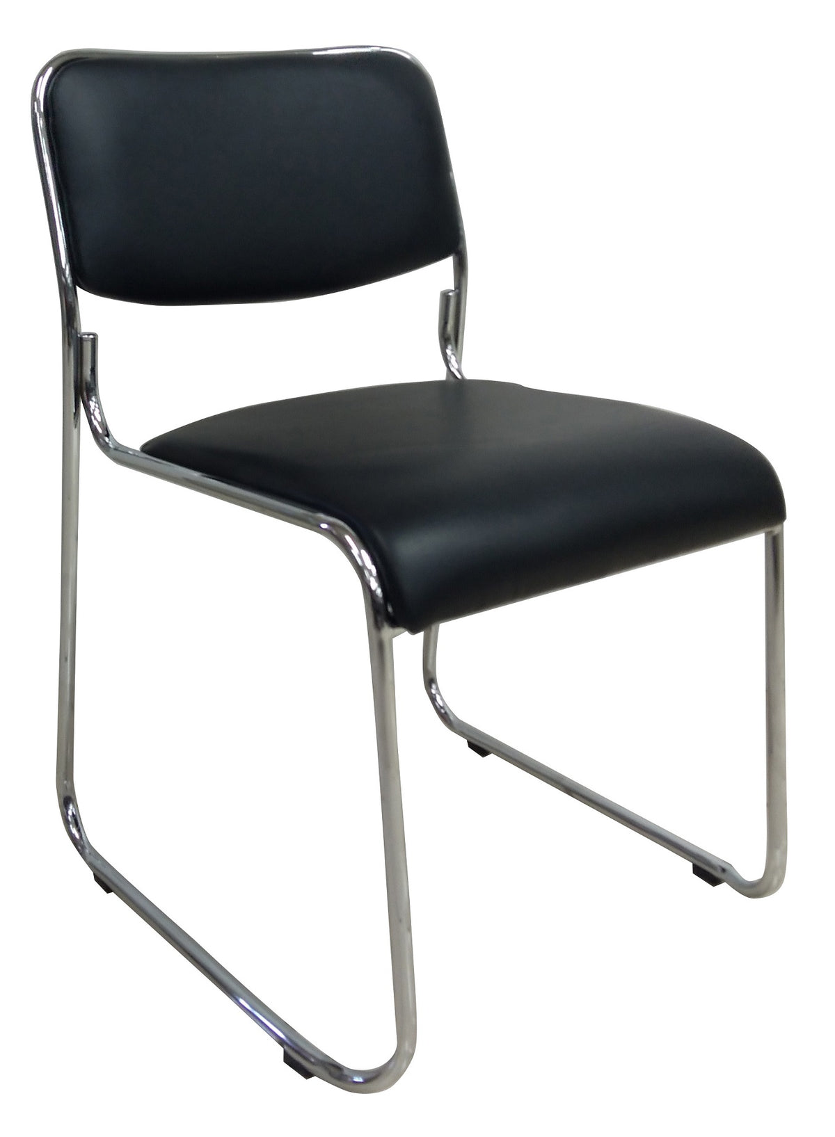 Stackable Chrome Sled Chair, PVC Black, VC 1200