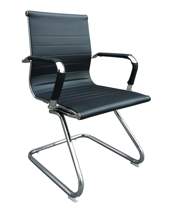 Visitor's Chair with Armrest; PU Black; Sled Type, YS 901C